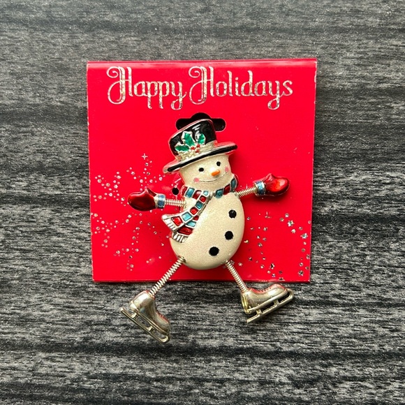 Christmas Snowman Brooch - Picture 1 of 2
